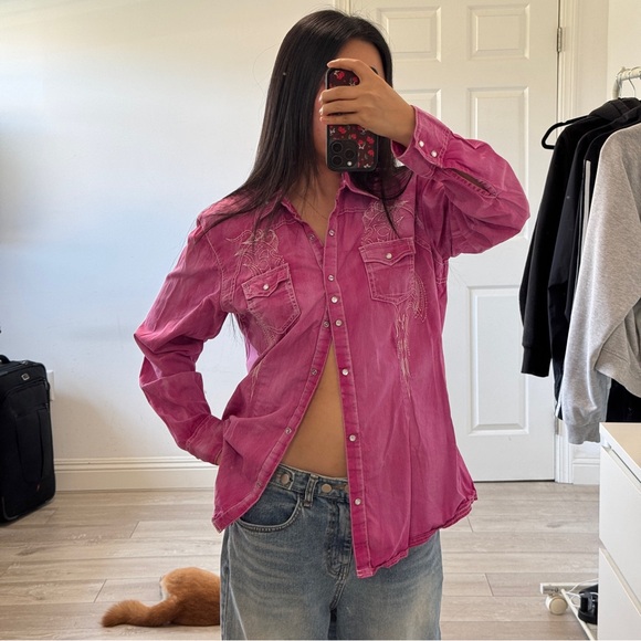 Rock 47 By Wrangler Tops - Pink Embroidered Women's Blouse